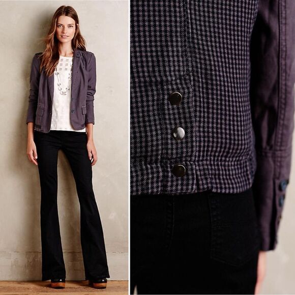 Anthropologie Hei Hei Navy Delaine Blazer Distressed Long Sleeve 4 - Picture 3 of 11